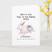 Carte "Né dans l'année du lapin" 2023 Personnalisé (Fleur jaune)