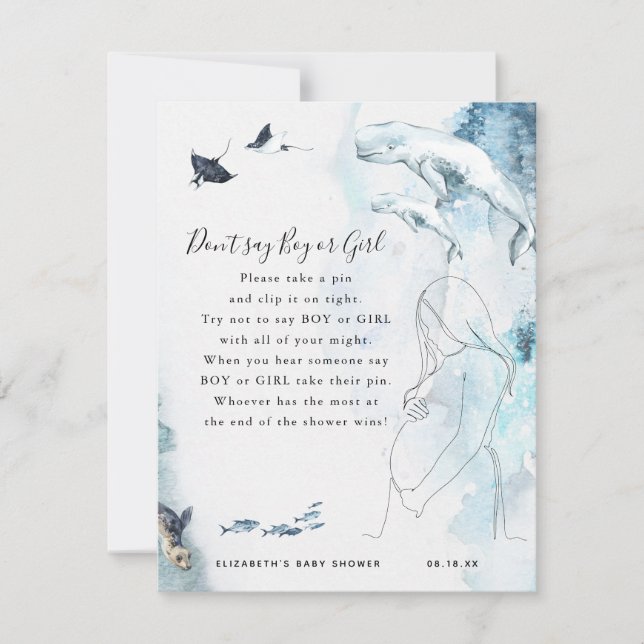 Carte Ne dis pas garçon ou fille | Jeu Baby shower (Devant)