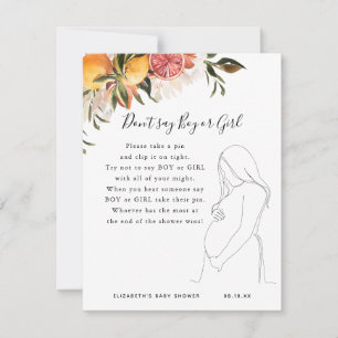 Carte Ne dis pas garçon ou fille   Jeu Baby shower