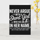 Carte Ne discute jamais avec une petite fille avec un A  (Fleur jaune)