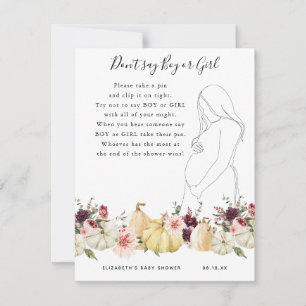 Carte Ne dites pas garçon ou fille   Jeu de Baby Shower