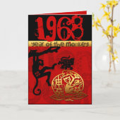 Carte Né en l'année du Singe 1968 astrologie chinoise Zo (Fleur jaune)