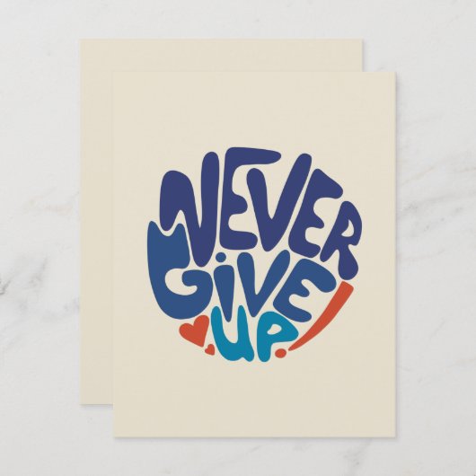 Carte Ne jamais renoncer - Citation d'anniversaire bleu (Devant / Derrière)