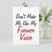 Carte Ne me faites pas utiliser ma voix de fermier  (Debout devant)