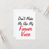 Carte Ne me faites pas utiliser ma voix de fermier  (Devant/Arrière en situation)