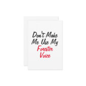 Carte Ne me faites pas utiliser ma voix de Forester (Devant/Arrière en situation)