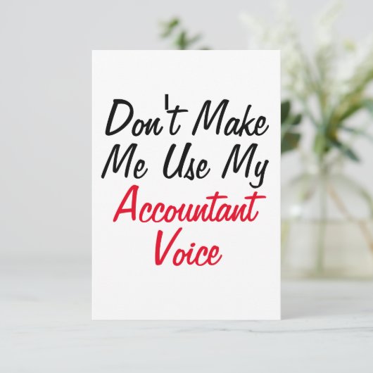 Carte Ne m'oblige pas à utiliser ma voix comptable (Debout devant)