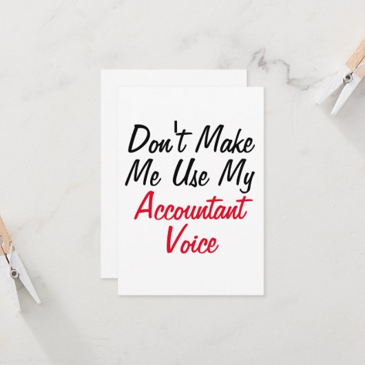 Carte Ne m'oblige pas à utiliser ma voix comptable (Devant/Arrière en situation)