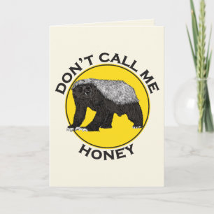 Carte Ne pas m'appeler Honey Badass Feministe jaune
