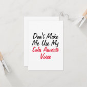 Carte Ne pas m'obliger à utiliser ma voix d'associé comm (Devant/Arrière en situation)