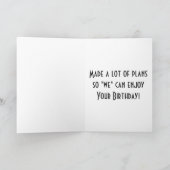 CARTE NE PAS SE COMPORTER À "VOTRE" ANNIVERSAIRE (Intérieur)