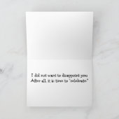 CARTE NE PAS SE COMPORTER "SUR VOTRE SUÈTE D'ANNIVERSAIR (Intérieur)