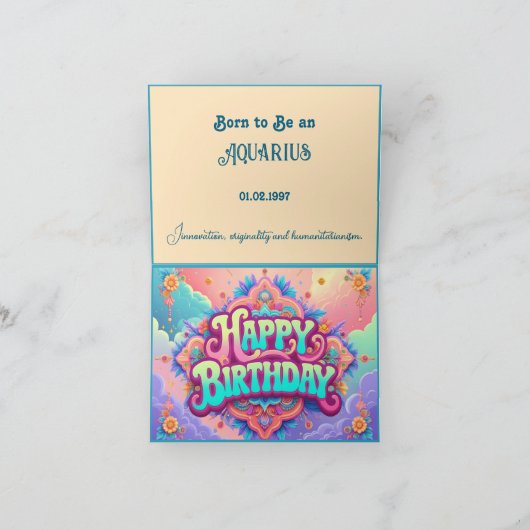 Carte Né pour être un Aquarius pour l'anniversaire (Intérieur)