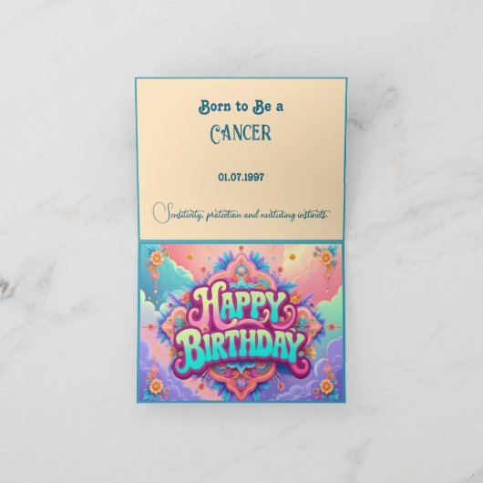 Carte Né pour être un cancer pour l'anniversaire (Intérieur)