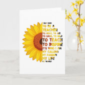 Carte NÉ POUR ÊTRE UN ENSEIGNANT Citations inspirantes d (Fleur jaune)