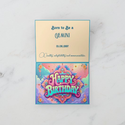 Carte Né pour être un Gemini pour anniversaire (Intérieur)