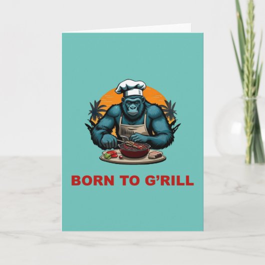 Carte Né pour être un maître du barbecue G'rill Fun Pun (Devant)