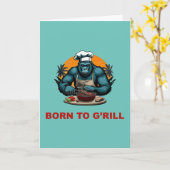 Carte Né pour être un maître du barbecue G'rill Fun Pun (Fleur jaune)