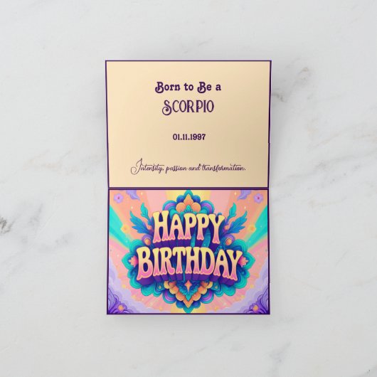 Carte Né pour être un Scorpio pour l'anniversaire (Intérieur)