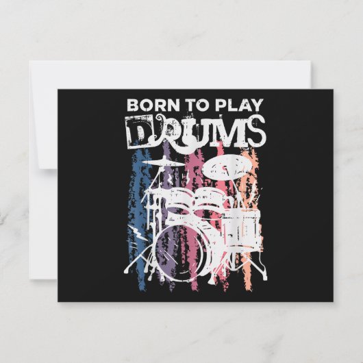 Carte Né Pour Jouer Drumming Rock Music Band Drumme (Devant)