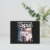Carte Né Pour Jouer Drumming Rock Music Band Drumme (Debout devant)