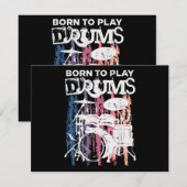 Carte Né Pour Jouer Drumming Rock Music Band Drumme (Devant / Derrière)