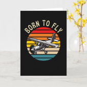 Carte Né Pour Voler Drôle Avion Pilote (Fleur jaune)