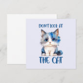 Carte Ne regardez pas le chat - adorable chaton bleu (Devant / Derrière)