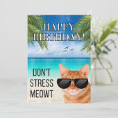 Carte Ne Stress Meowt Drôle Tabby Chat Joyeux Anniversai (Debout devant)