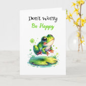 Carte Ne t'inquiète pas, sois chanceux | Frog Pun Friend (Fleur jaune)