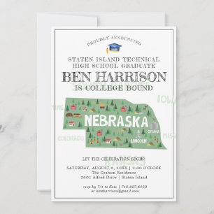 Carte Nebraska Fête de fin d'études pour l'université