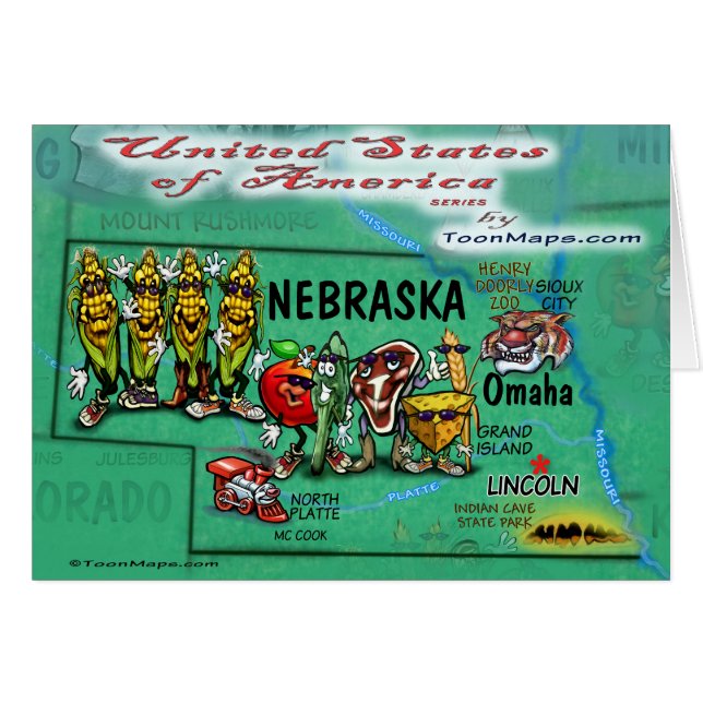 Carte Nebraska USA (Devant horizontal)