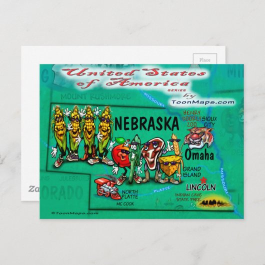 Carte Nebraska USA (Devant / Derrière)