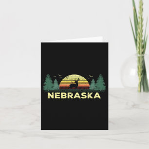 Carte Nebraska Vintage Deer Chasse Sunset Souvenir