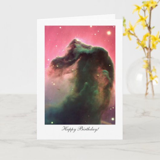 Carte Nebula à Cheval - Joyeux anniversaire (Fleur jaune)