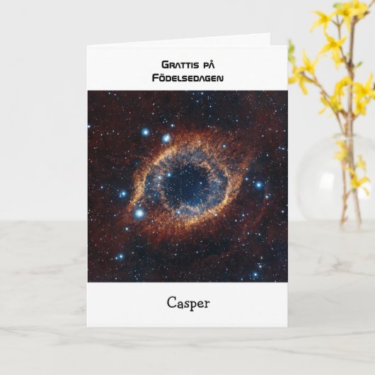 Carte nebula d'anniversaire personnalisée suédoise (Fleur jaune)