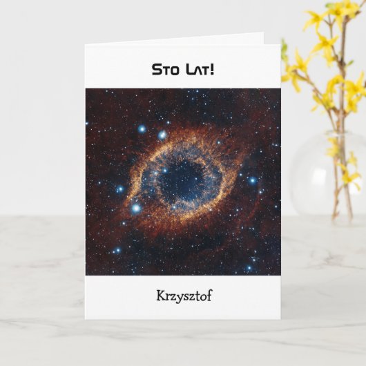 Carte nébuleuse d'anniversaire Polonaise (Fleur jaune)