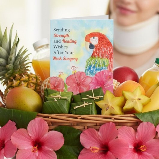 Carte Neck Surgery Healing Scarlet Macaws, Hibiscus