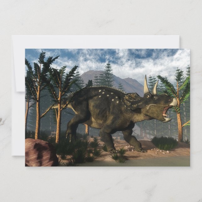 Carte Nedoceratops rugissant en cours d'exécution - rend (Devant)