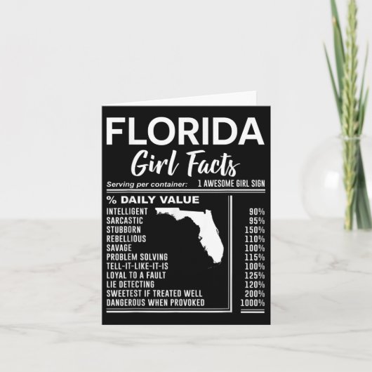 Carte Née en Floride - Faits sur les filles de Floride (Devant)