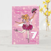 Carte Neice ballerina anniversaire rose violet âge 7 car (Fleur jaune)