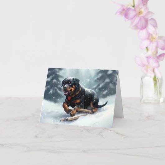 Carte Neige de Noël Rottweiler hiver Oreiller (Orchidée)