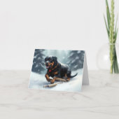 Carte Neige de Noël Rottweiler hiver Oreiller (Devant)
