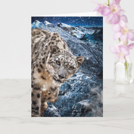 CARTE NEIGE LEOPARD NUAGE MARCHER (Orchidée)