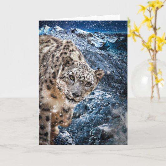 CARTE NEIGE LEOPARD NUAGE MARCHER (Fleur jaune)