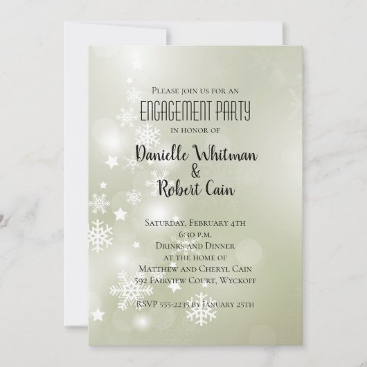 Carte Neige sur Abstrait Élégant Aquarelle Sauge (Devant)