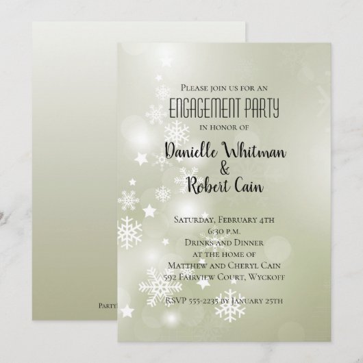 Carte Neige sur l'élégant abstrait aquarelle Sage (Devant / Derrière)