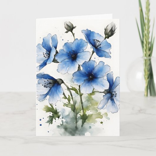 Carte Nemophila - Fleurs aquarelle (Devant)