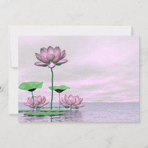 Carte Nénuphars roses et fleurs de lotus - rendu 3D