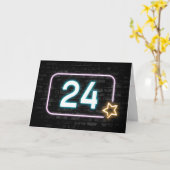 Carte Neon 24e anniversaire Connexion Mur de briques (Fleur jaune)